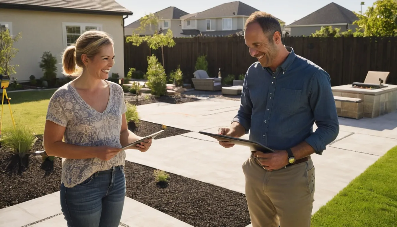 Homeowner reviewing a concrete plan with a local provider